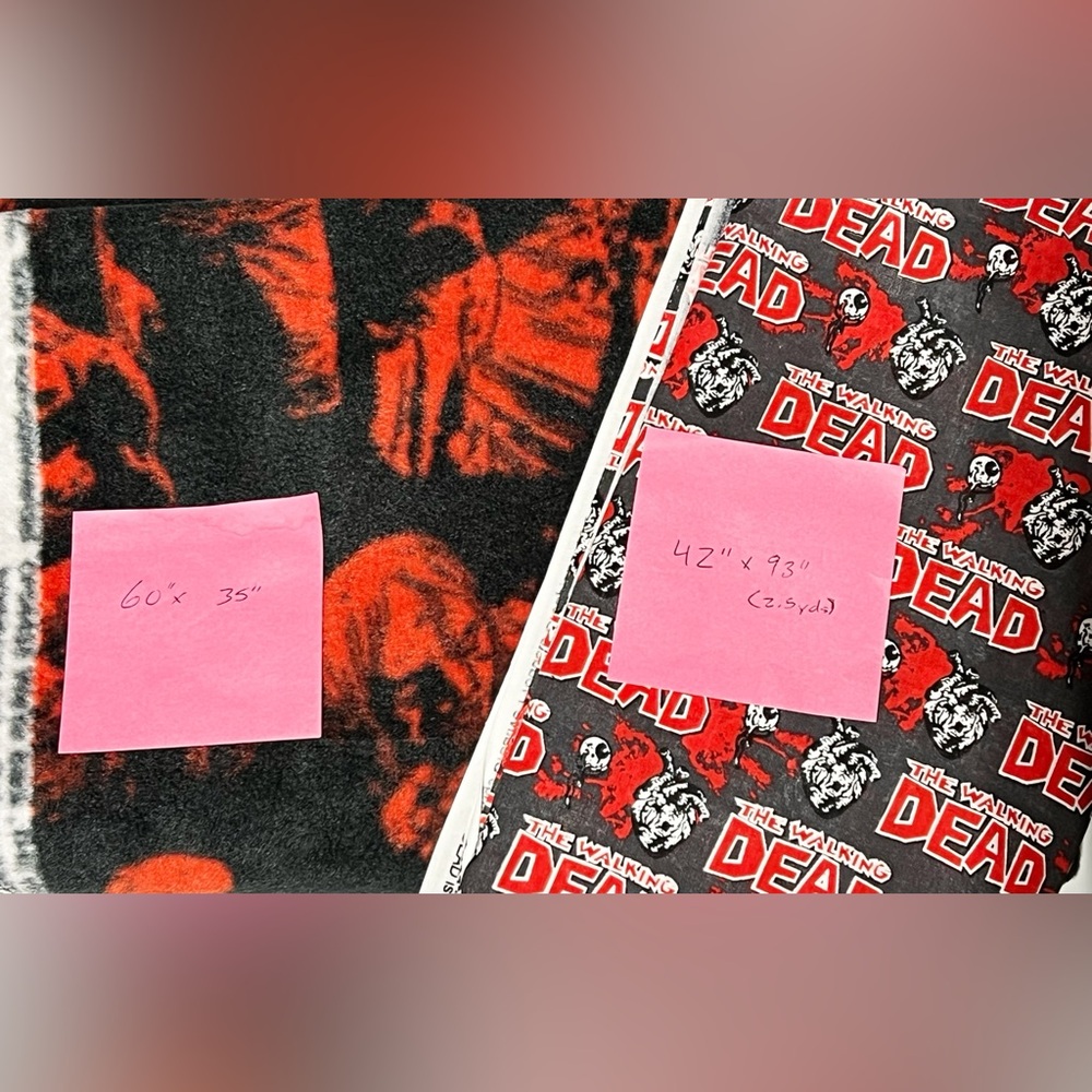 Rare The Walking Dead Fleece And Cotton Fabric Lot